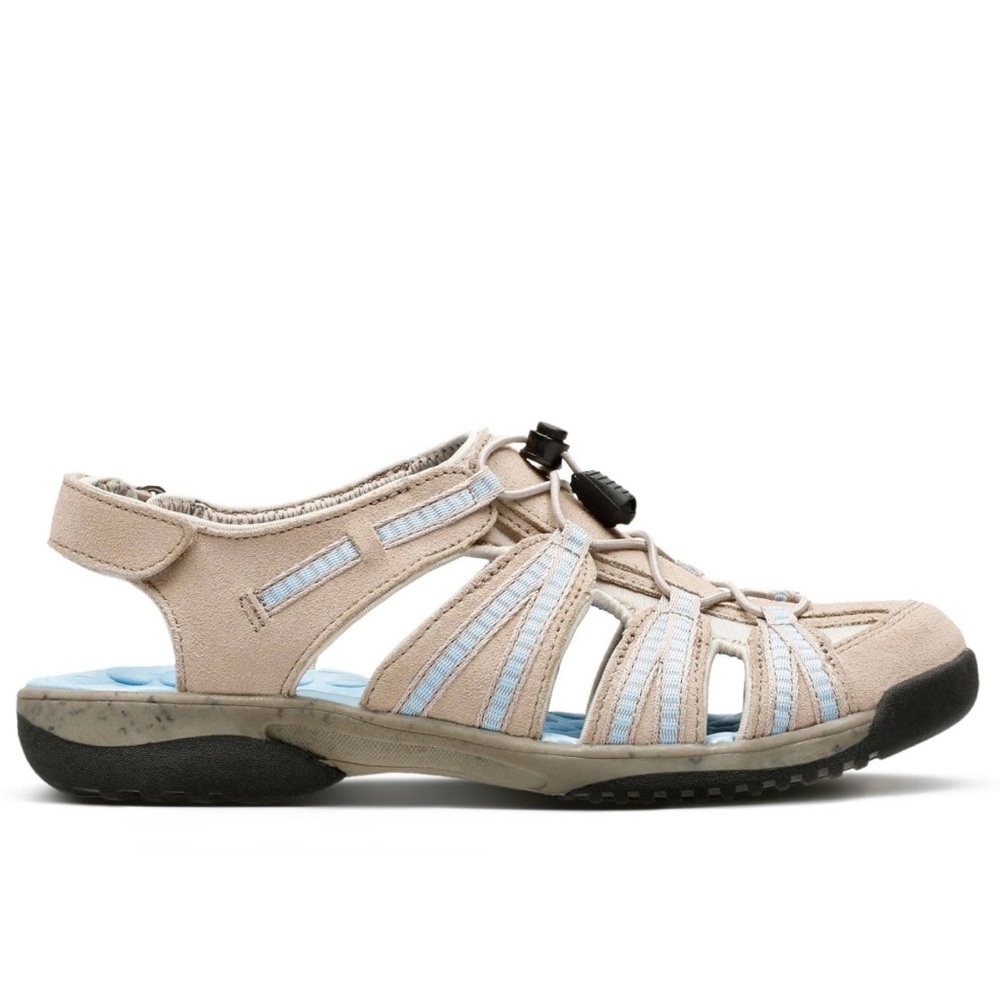 Clarks Collection Tuvia Maddee‎ Sandals 9.5M Blue Taupe Suede Outdoor Casual